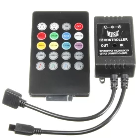 RGB IR-styrenhet 12V, 6A - ljudstyrning, 24 knappar, AMPUL.eu