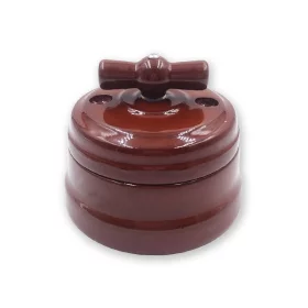 Ceramiczny retro przełącznik obrotowy, brązowy | AMPUL.eu