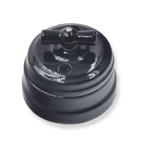 Ceramiczny przełącznik obrotowy retro, czarny | AMPUL.eu
