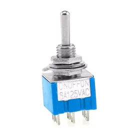 Vypínač páčkový mini MTS-203, ON-OFF-ON, 6-pin | AMPUL.eu