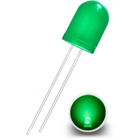 LED dioda 10 mm, zelena razpršena, AMPUL.eu