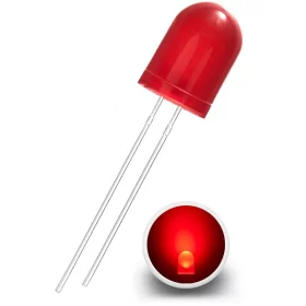 Dioda LED 10mm, czerwony dyfuzor, AMPUL.eu