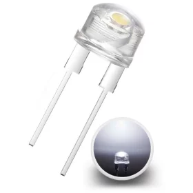 LED Diode 8mm, hvid, 0.5W, 11000mcd/140°, 45lm, AMPUL.eu