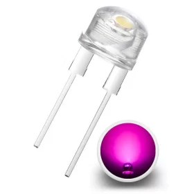 LED dioda 8 mm, roza, 0,5 W, 2000mcd/140°, 8 lm | AMPUL.eu