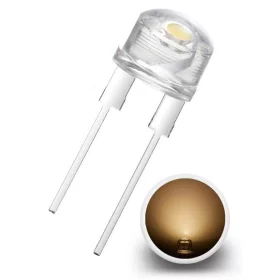 LED dioda 8mm, topla bijela, 0,5W, 10000mcd/140°, 41lm, AMPUL.eu