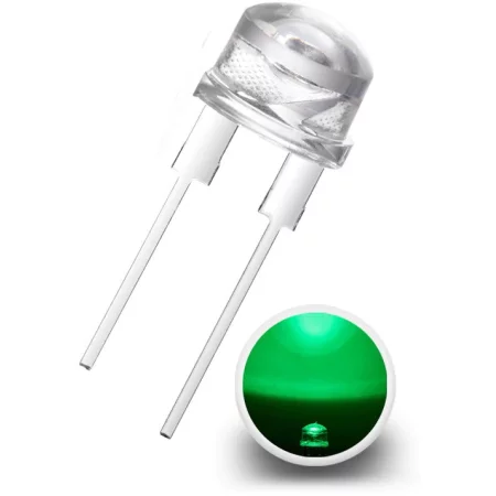 Diodo LED 8mm, verde, 0,5W, 11000mcd/140°, 45lm