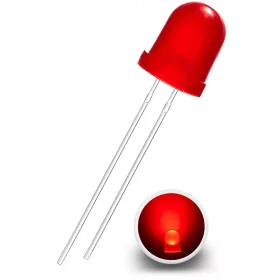 LED dioda 8 mm, rdeča razpršena, AMPUL.eu