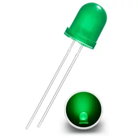 LED dioda 8 mm, zelena razpršena, AMPUL.eu