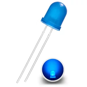 Diodă LED 8mm, albastru difuzat | AMPUL.eu
