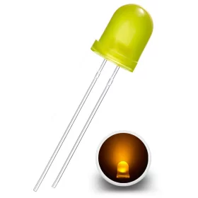 Diodă LED 8mm, galben difuză | AMPUL.eu