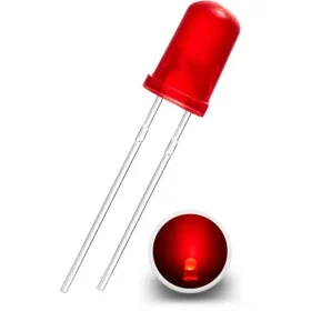 LED dióda 5mm, piros diffúz, AMPUL.eu