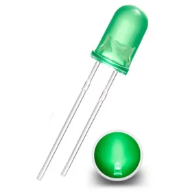 LED-diodi 5mm, vihreä diffuusi, AMPUL.eu