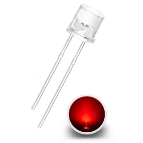 Flat face LED 5mm clear, Red | AMPUL.eu
