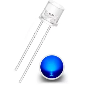 LED à face plate 5mm transparente, bleue | AMPUL.eu
