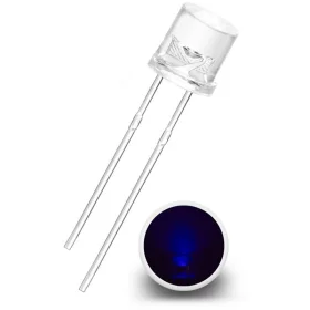 LED dioda s ravnim licem 5 mm prozirna, UV ljubičasta |