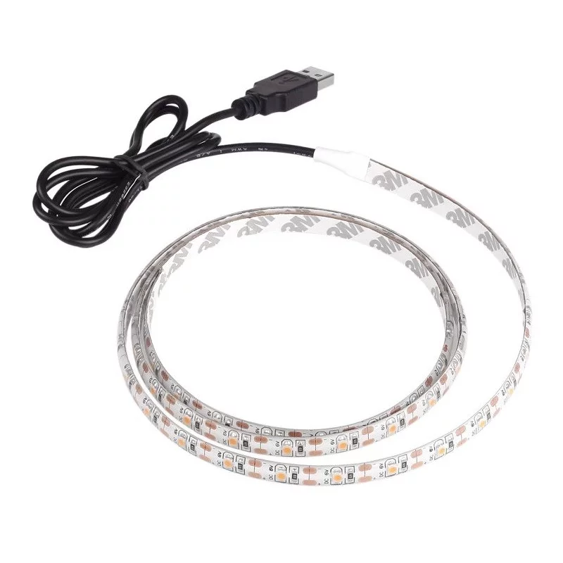 Bande LED 3528, 5V avec USB, blanc chaud, 2 mètres