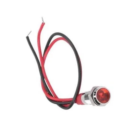 Fém LED kijelző 12V/24V, 6mm lyukátmérőhöz, piros színű |