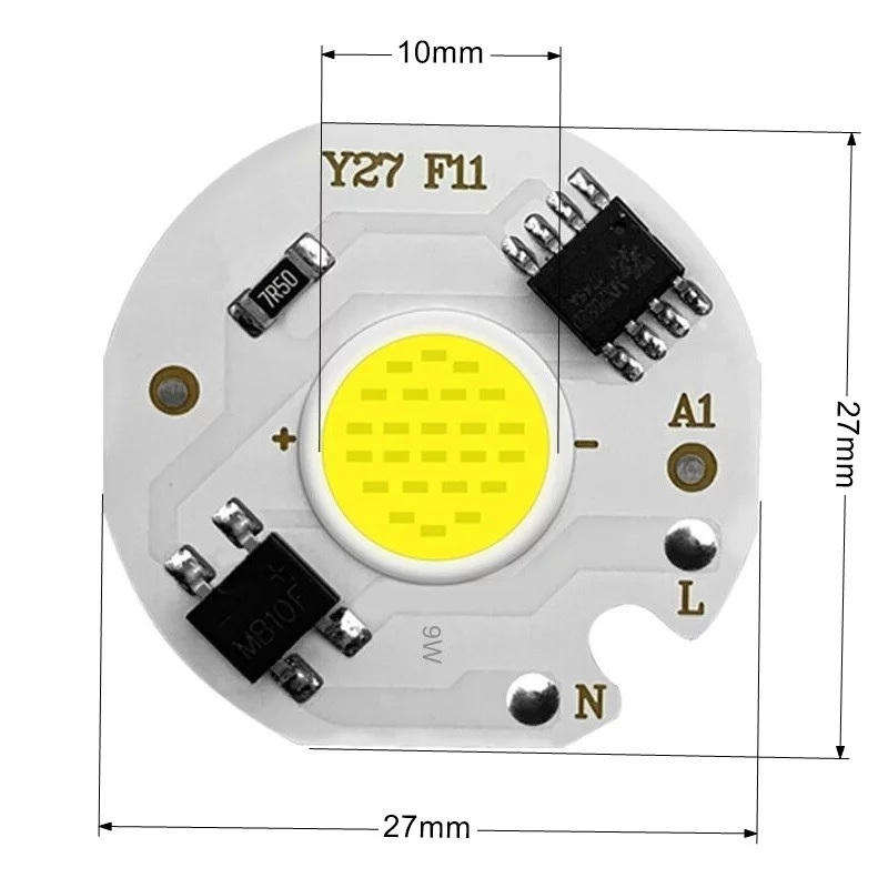 Diodo COB LED 7W, AC 220-240V, 820lm