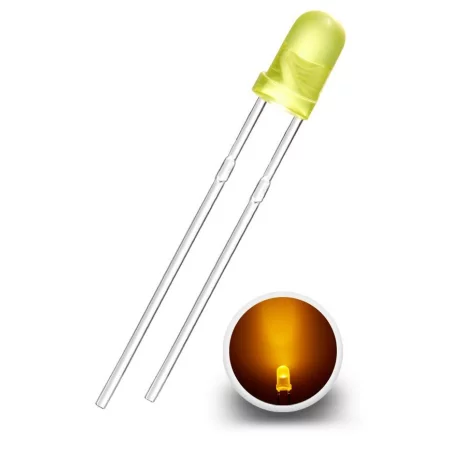 LED-diodi 3mm, keltainen diffuusi | AMPUL.eu
