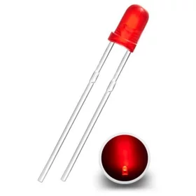 LED dioda 3 mm, rdeča razpršena, AMPUL.eu