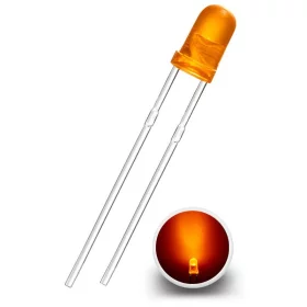 LED dióda 3mm, narancssárga diffúz | AMPUL.eu