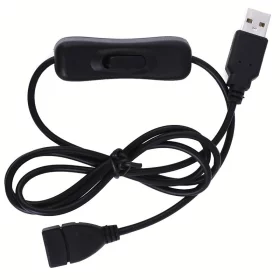 Predlžovací kábel USB 2.0 s vypínačom, 1m, čierný | AMPUL.eu