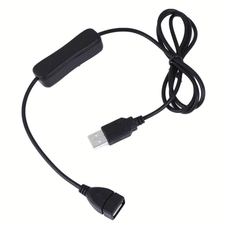 Cable de extensión USB 2.0 con interruptor, 1m, negro