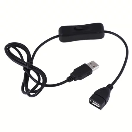 USB 2.0 Verlängerungskabel mit Schalter, 1m, schwarz