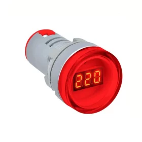 Voltímetro digital circular 22mm, 60V - 500V AC, rojo, AMPUL.eu