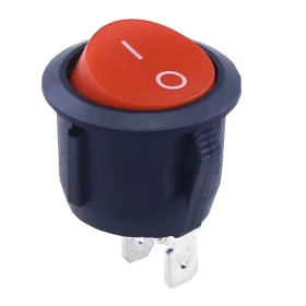 Round rocker switch KCD1, 19mm, 250V/6A, 2-pin, red |