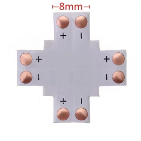 Križ za LED trake, 2-pinski, 8mm, AMPUL.eu