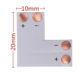 L za LED trake, 2 pinske, 10 mm, AMPUL.eu