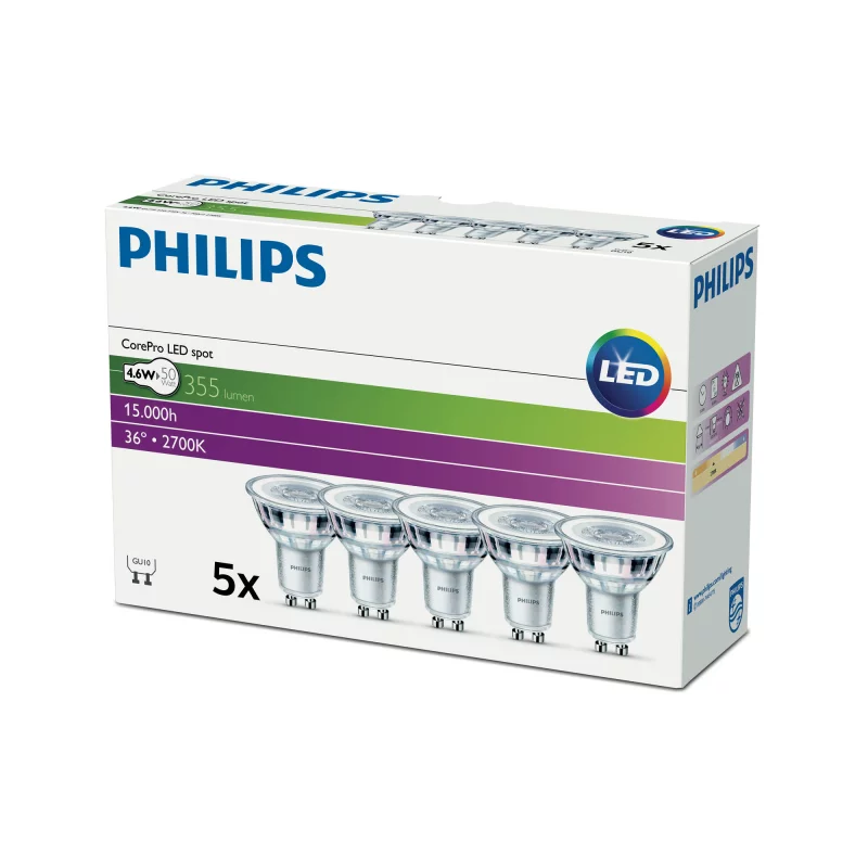 kolbe Kollektive Prøve SET 5 pcs, Philips LED bulb GU10, 4.6W, 355lm, 2700K | AMPUL.eu