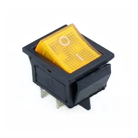 Négyszögletes billenőkapcsoló háttérvilágítással KCD4, sárga 250V/15A