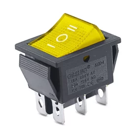 Rocker switch rectangular with backlight KCD4, ON-OFF-ON, yellow