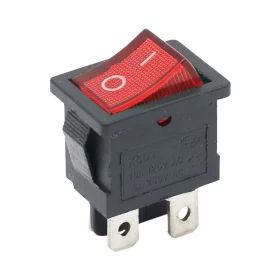 Kolískový vypínač obdĺžnikový s podsvietením, KCD1 4-pin, červený