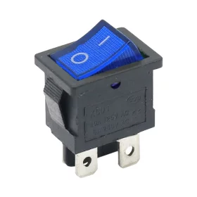 Rocker switch rectangular with backlight, KCD1 4-pin, blue 250V/6A |