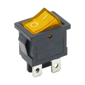 Kolískový vypínač obdĺžnikový s podsvietením, KCD1 4-pin, žltý