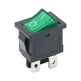 Kolískový vypínač obdĺžnikový s podsvietením, KCD1 4-pin, zelený