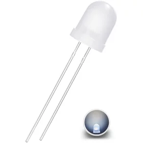 LED-diodi 8mm, diffuusi maitomainen valkoinen | AMPUL.