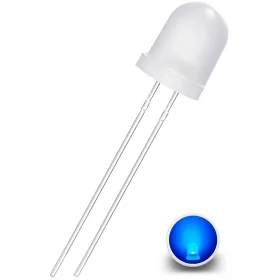 LED Dióda 8mm, Modrá difúzna mliečna, AMPUL.