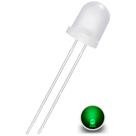 Diodo LED 8mm, Verde lechoso difuso | AMPUL.