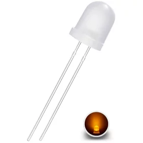 LED dióda 8mm, Sárga diffúz tejszerű | AMPUL.
