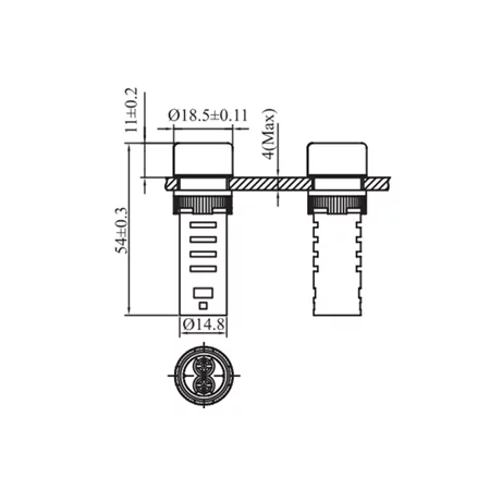 LED-Kontrollleuchte 12V, AD16-16C, für Lochdurchmesser 16mm