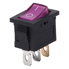 Rectangular rocker switch with backlight, KCD1, purple 250V/6A | AMPUL