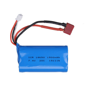Li-Pol battery 1500mAh, 7.4V, 18650, T connector | AMPUL