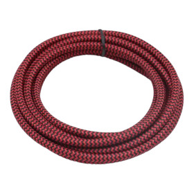 Retro kábel kerek, vezeték textil borítással 2x0,75mm, fekete-piros |