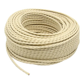 Retro kabelspiral, tråd med textilöverdrag 3x0.75mm², beige
