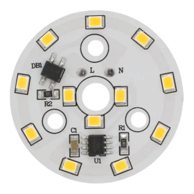 LED modul okrogel 5W, ⌀44mm, 220-240V AC, bel | AMPUL.eu