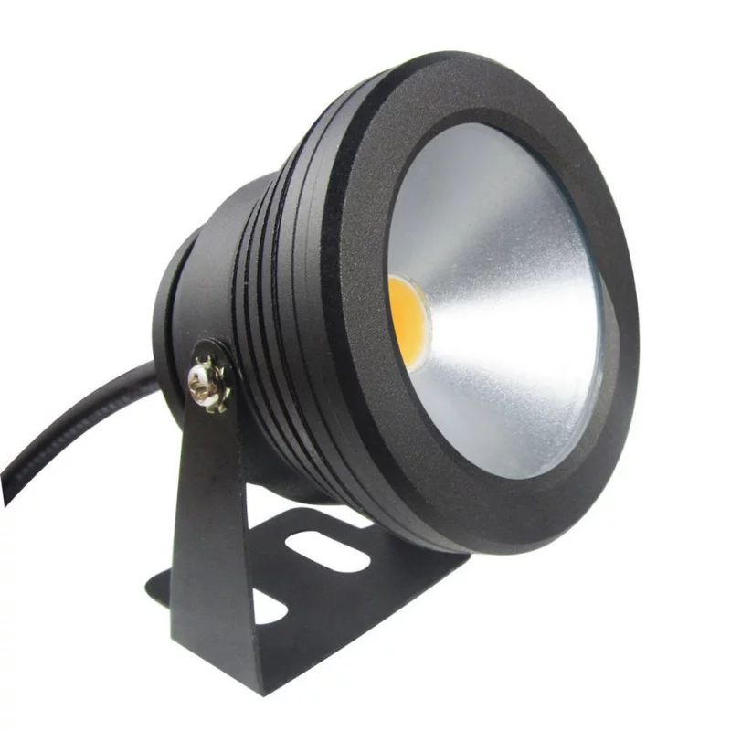 LED Spotlight waterproof black 12V, 10W, warm white 